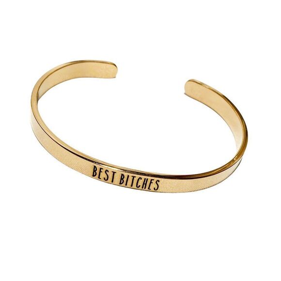 NEW Best Bitches Friendship Bracelet Cuff Set Brass - Picture 2 of 4